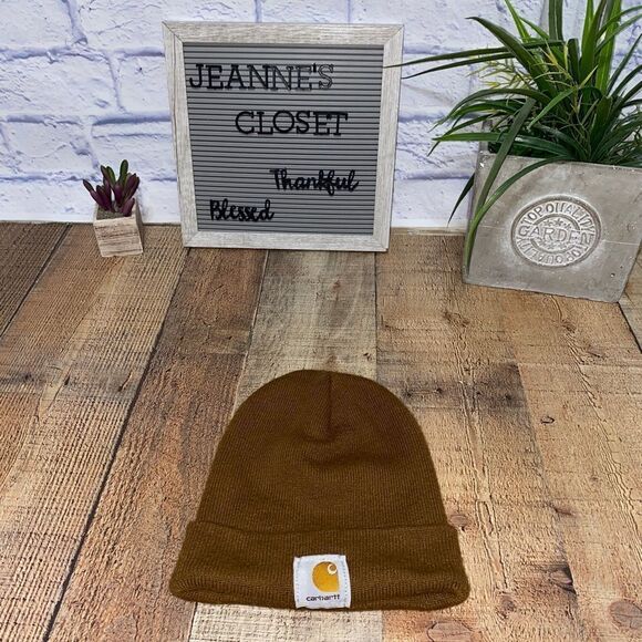Carhartt Beanie Hat Men's One Size Knit Cuffed Brown - Picture 1 of 6